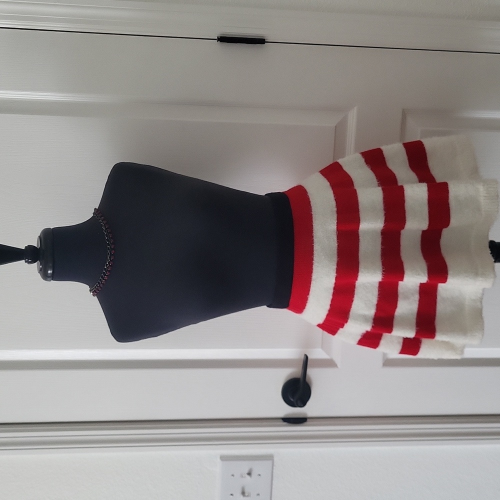 Christmas Candy Cane Ugly Sweater Red & White Striped Mini Skirt XS